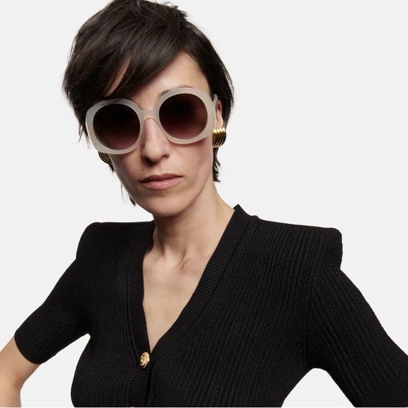 NEW CELINE WOMEN ROUND SUNGLASSES CELINE CL40242I 25K WHITE GREY EYEWEAR - Picture 3 of 6